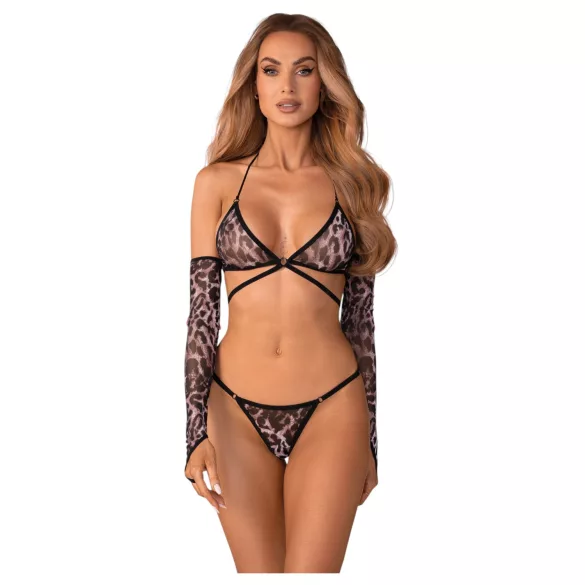 Obsessive Addia - net­sæt med leopardmønster - L/XL