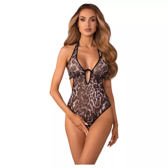 Obsessive Addia - leopardmønstret åben body