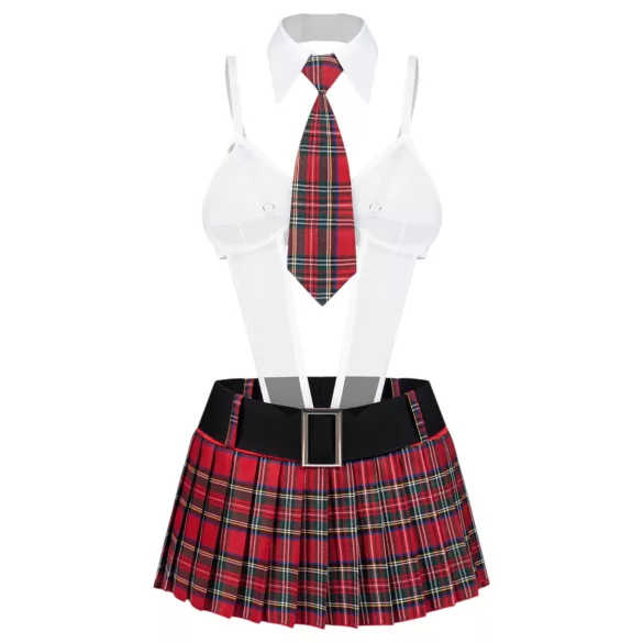 Obsessive College Girl - femdelt skolepige‑kostume (rød)