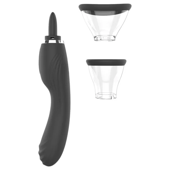 Sweet Play - 2-i-1 vibrator med klitoris-slikkelange og sugefunktion (sort)