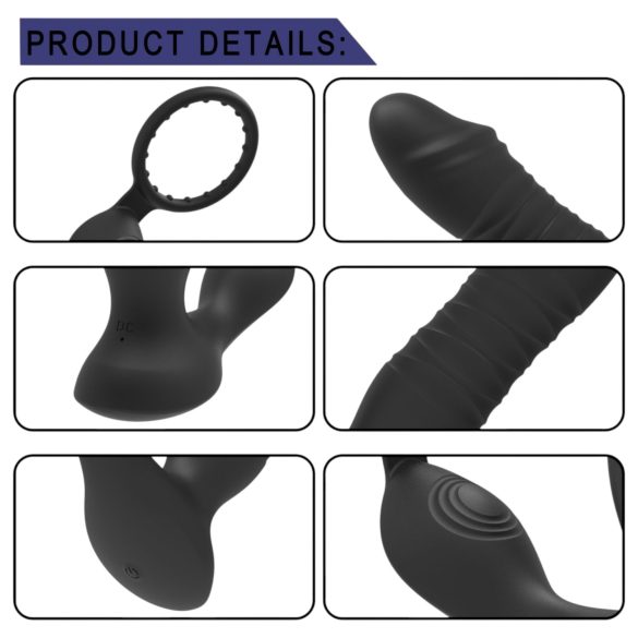 Men's Play - smart, skubbende analvibrator (sort)