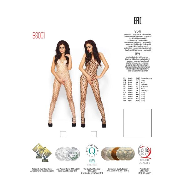 Passion BS001 - netcatsuit med store masker - hvid - S-L