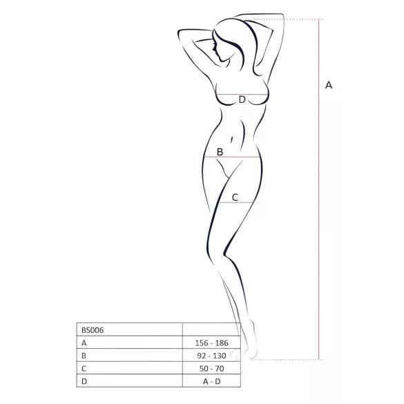 Passion BS006 - bodystocking med strømpeholdermønster - hvid - S-L