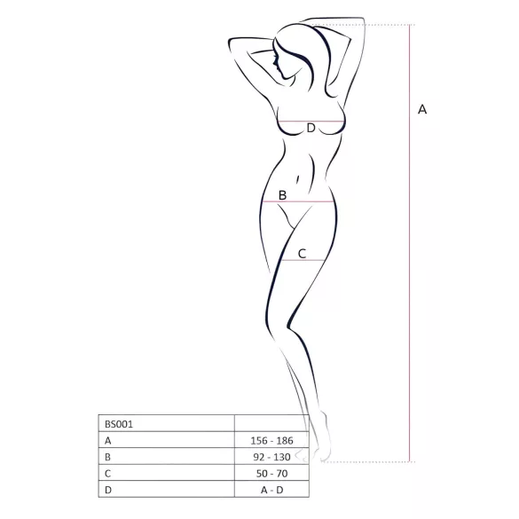 Passion BS001 - netcatsuit med store masker - sort - S-L