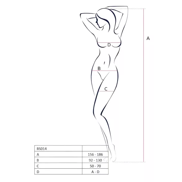 Passion BS014 - net catsuit med åben front og korset - hvid - S/L