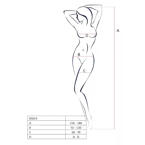 Passion BS014 - net catsuit med åben front og korset - hvid - S/L