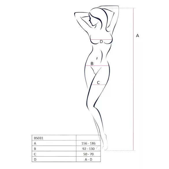 Passion BS031 - rød åben bodystocking (S-L)