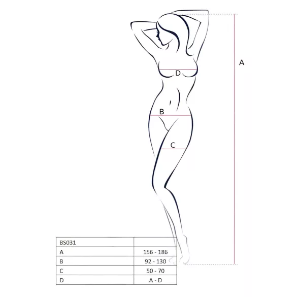 Passion BS032 - sort netcatsuit med åbent net og mesh (S-L)