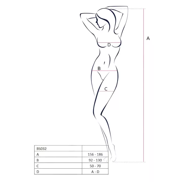 Passion BS032 - rød net catsuit med åbent net og mesh (S-L)
