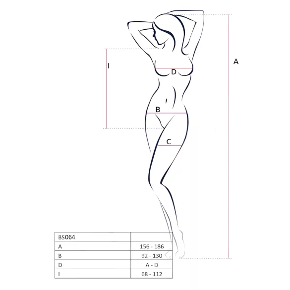 Passion BS064 - neglige body med åbning - sort net - S-L