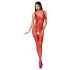 Passion BS069 - dekoreret åben net catsuit (rød) - S-L