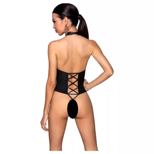 Passion Nancy - åben body - krydsstropper - sort