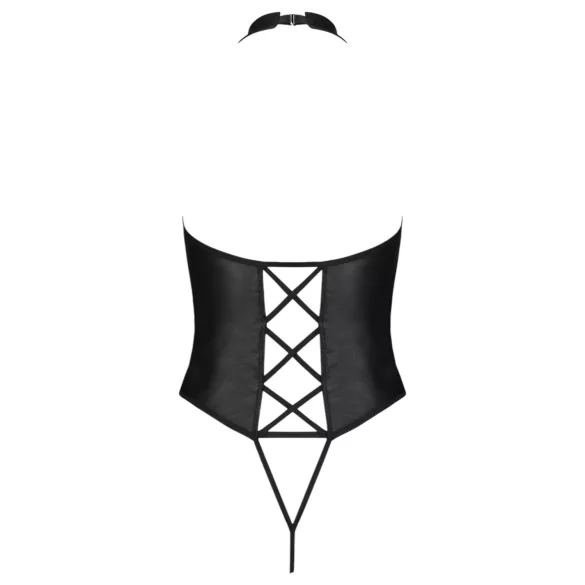 Passion Nancy - åben body - krydsstropper - sort