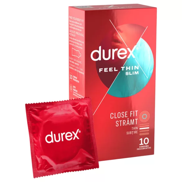 Durex Feel Thin Slim - kondom - ekstra tynd for bedre følelse - 10 stk