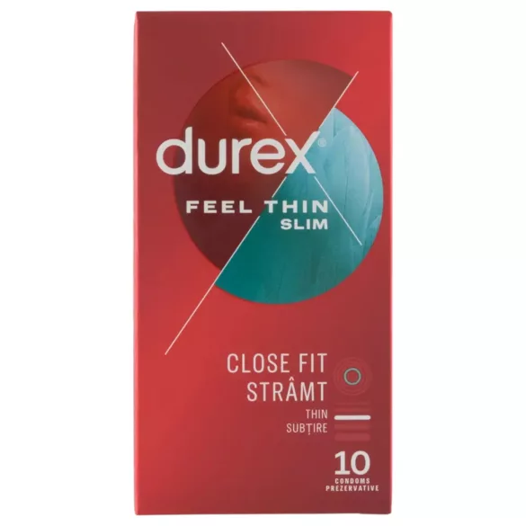 Durex Feel Thin Slim - kondom - ekstra tynd for bedre følelse - 10 stk