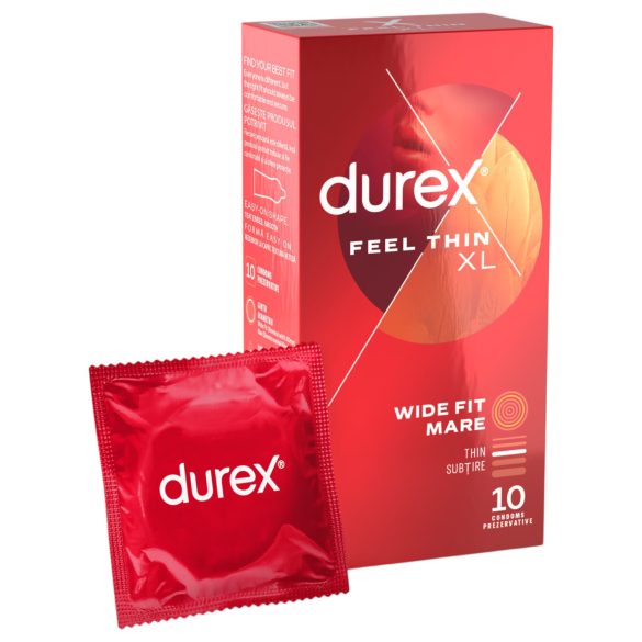 Durex Feel Thin XL - kondomer - ekstra tynd og stor - 10 stk