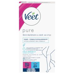   Veet Pure - voksstrips til ben og krop - sensitiv hud - 20 stk