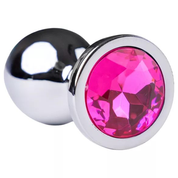 Desirel - analplug med pink juvel - sølv/pink