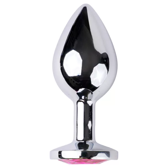 Desirel - analplug med pink juvel - sølv/pink