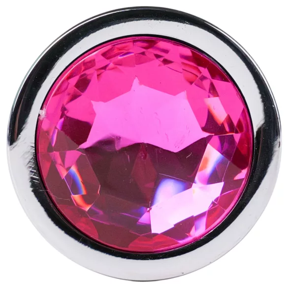Desirel - analplug med pink juvel - sølv/pink