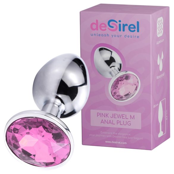 Desirel Pink Jewel M - anal plug (sølv-pink)
