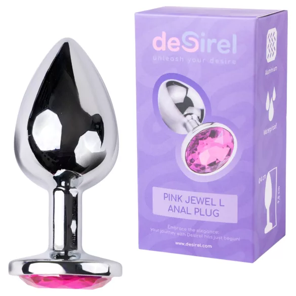 Desirel - analplug - pink juvel - sølv/pink