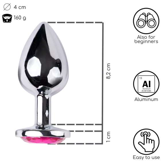 Desirel - analplug - pink juvel - sølv/pink