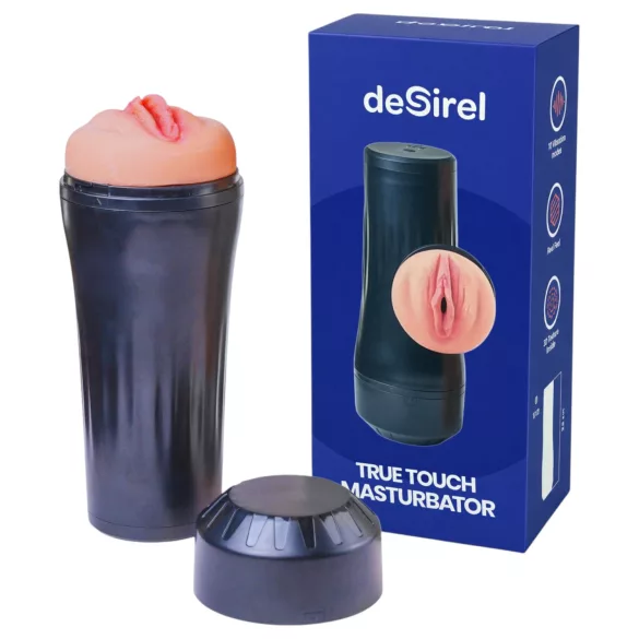 Desirel True Touch - realistisk vagina vibrator - natur sort