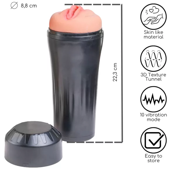 Desirel True Touch - realistisk vagina vibrator - natur sort