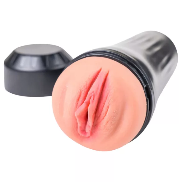 Desirel True Touch - realistisk vagina vibrator - natur sort