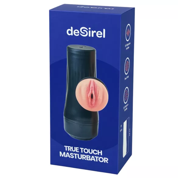 Desirel True Touch - realistisk vagina vibrator - natur sort