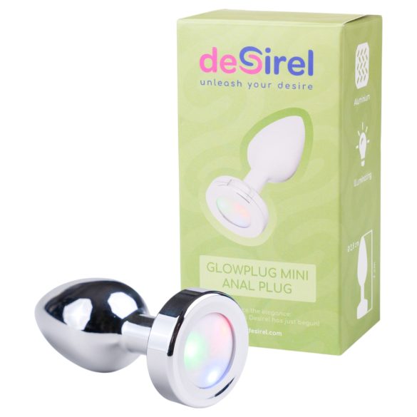 Desirel GlowPlug - lysende anal plug - lille (sølv)