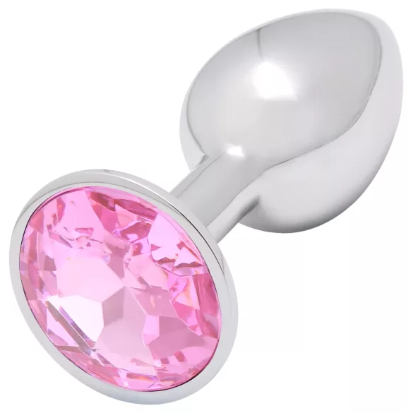 Sunfo - analplug i metal - rosa sten - sølv