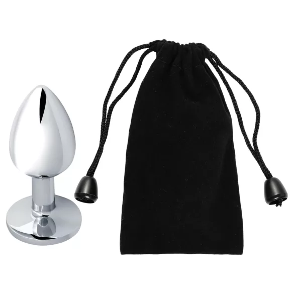 Sunfo - analplug med blå sten - metal sølv