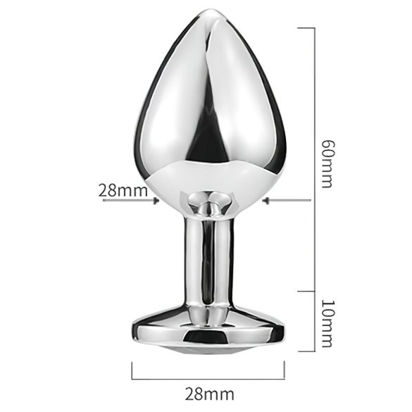 Sunfo - metal anal plug med lilla hjerteformet sten (sølv)