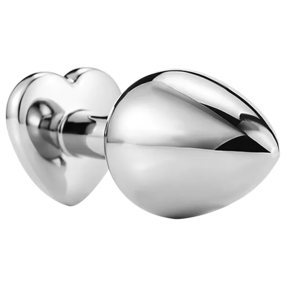 Sunfo - metal anal plug med hjerteformet blå sten (sølv)