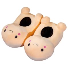 Penistøfler - blødt plysmateriale - naturfarve