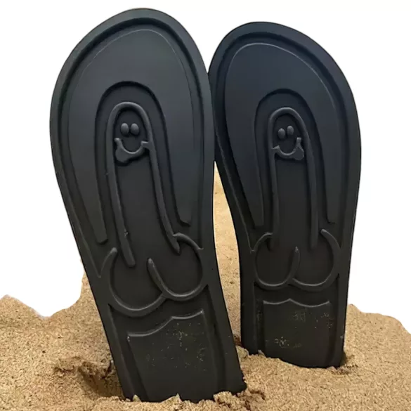 Flip-flop sandaler - penis-mønster - sort