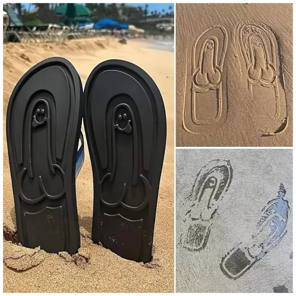 Flip-flop sandaler - penis-mønster - sort