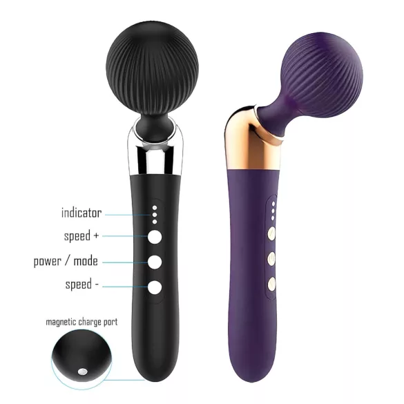 Buet vibrator - genopladelig massager - sort