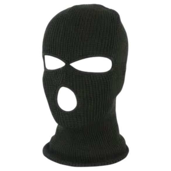 Balaclava - strikket blowjobmaske - 3 åbninger - sort