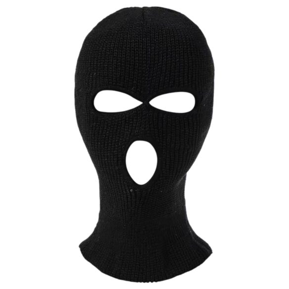 Balaclava - strikket blowjobmaske - 3 åbninger - sort