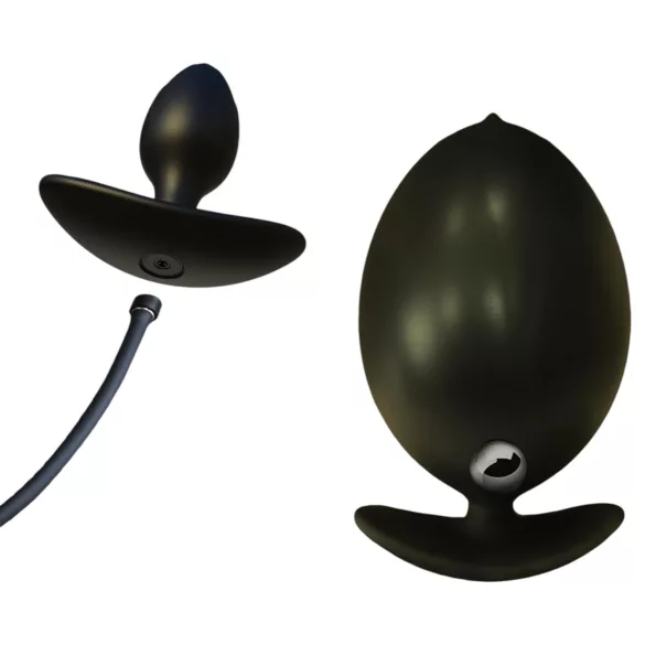Kangvo - magnetisk oppustelig analplugs med rullekugle (sort)