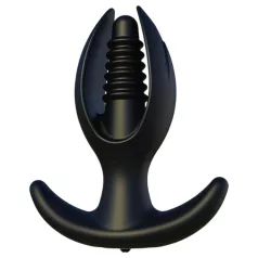 Kangvo - magnetisk oppustelig analplug, rillet (sort)