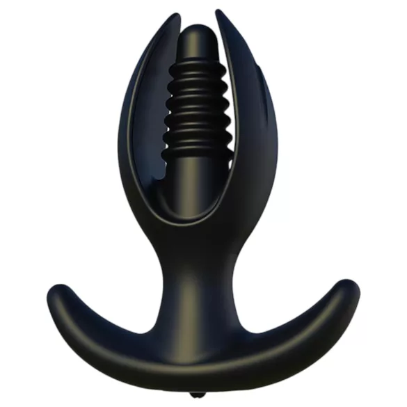 Kangvo - magnetisk oppustelig analplug, rillet (sort)