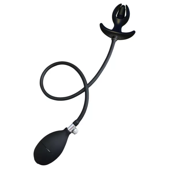Kangvo - magnetisk oppustelig analplug, rillet (sort)