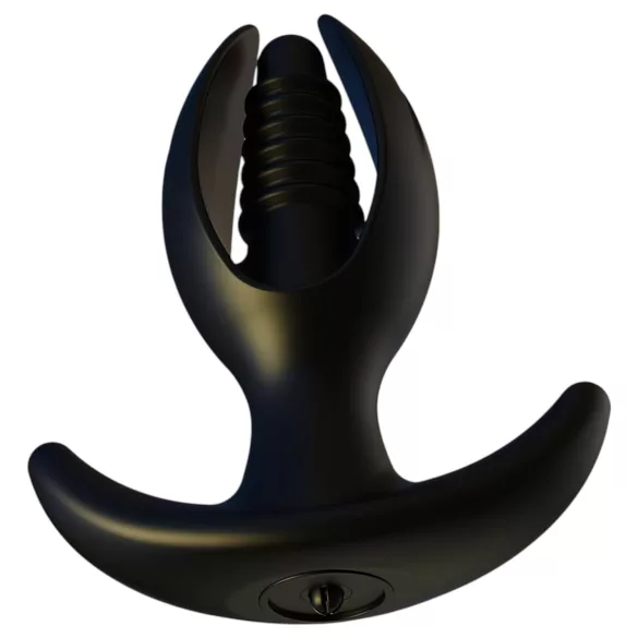 Kangvo - magnetisk oppustelig analplug, rillet (sort)