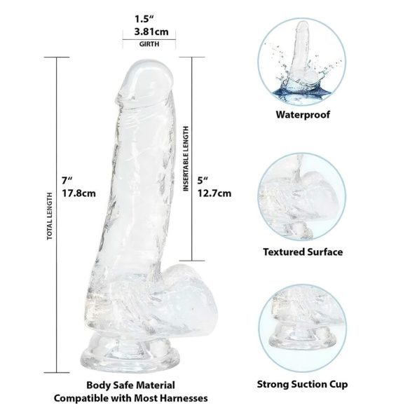 Addiction Crystal - dildo med sugekop - gennemsigtig - 18 cm