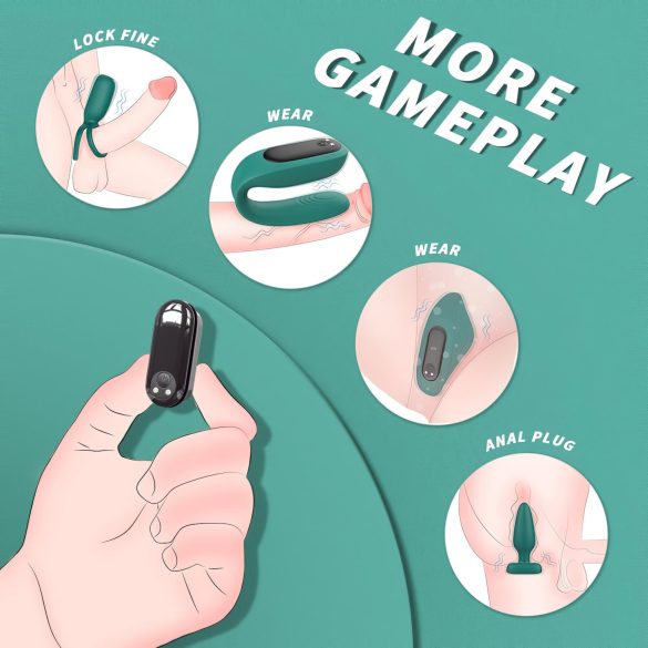 Sex HD - vibrator sæt med fjernbetjening - genopladelig - 4 dele - grøn