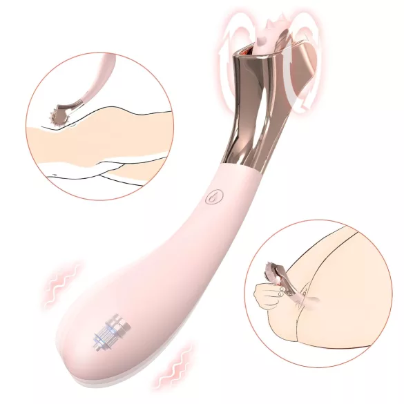 Sex HD - genopladelig, vandtæt vibrator og pirringshjul (pink)